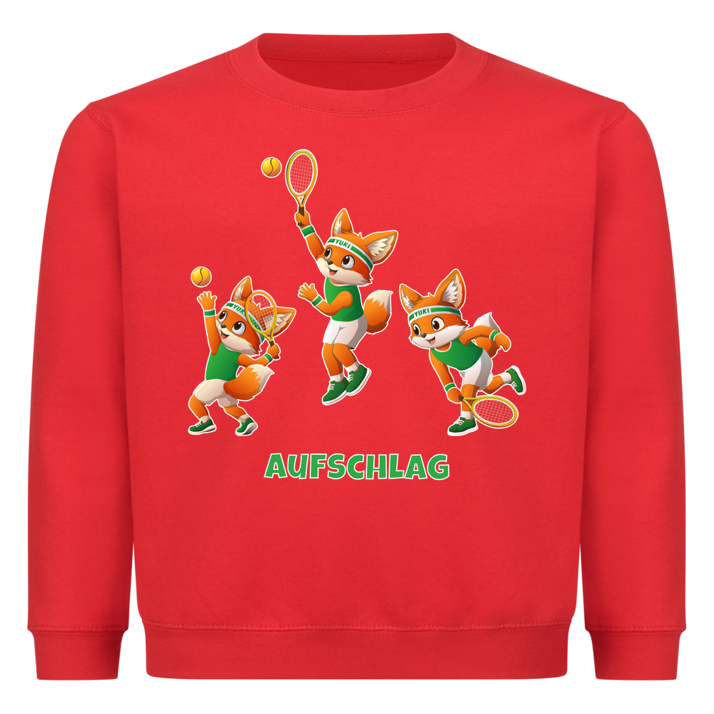 Yuki Aufschlag auf Kinder-Sweatshirt, Farbe rot