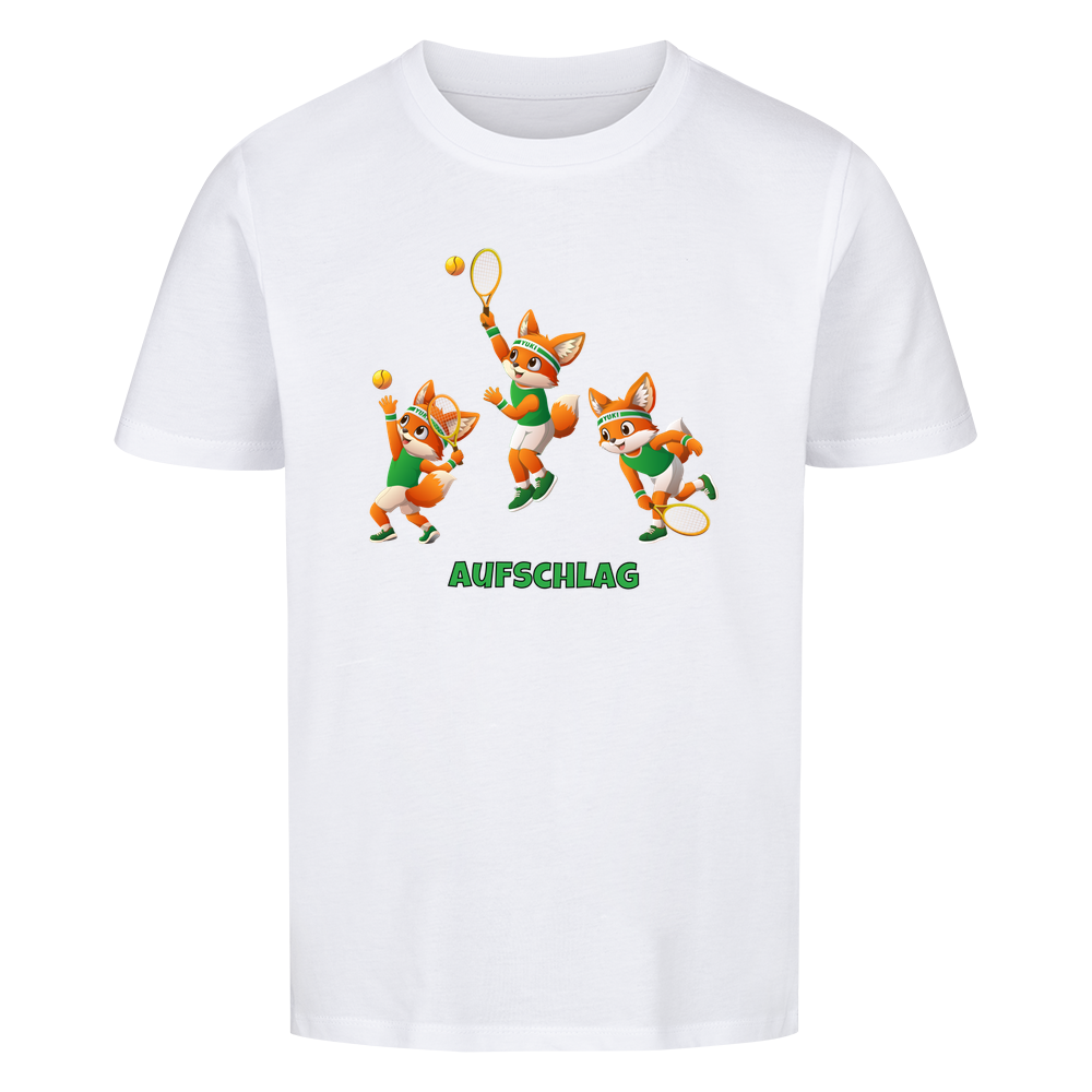Yuki Aufschlag auf Kinder-Shirt, Farbe weiß