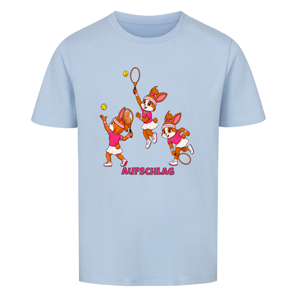 Yuna Aufschlag auf Kinder-Shirt, Farbe himmelblau