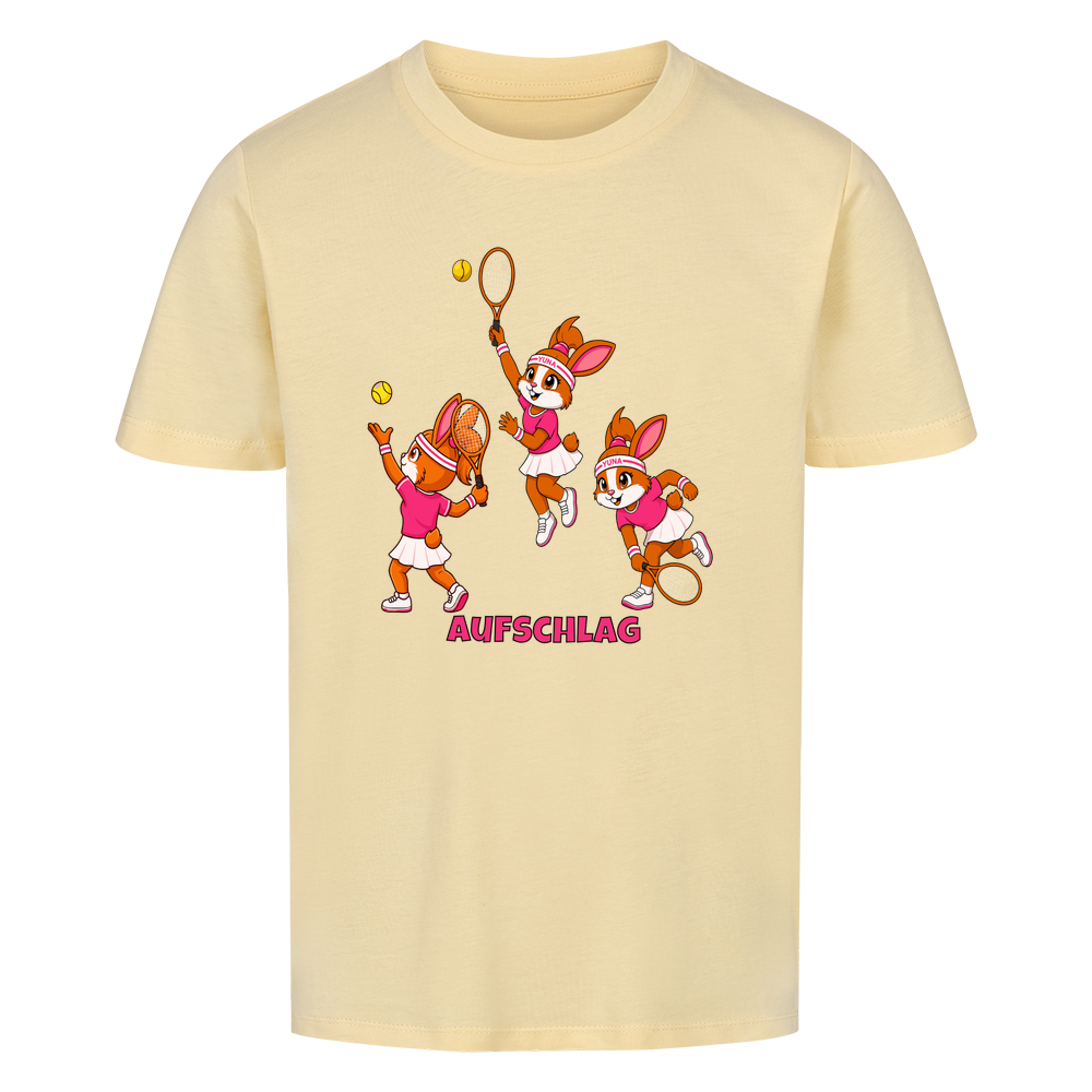 Yuna Aufschlag auf Kinder-Shirt, Farbe buttergelb