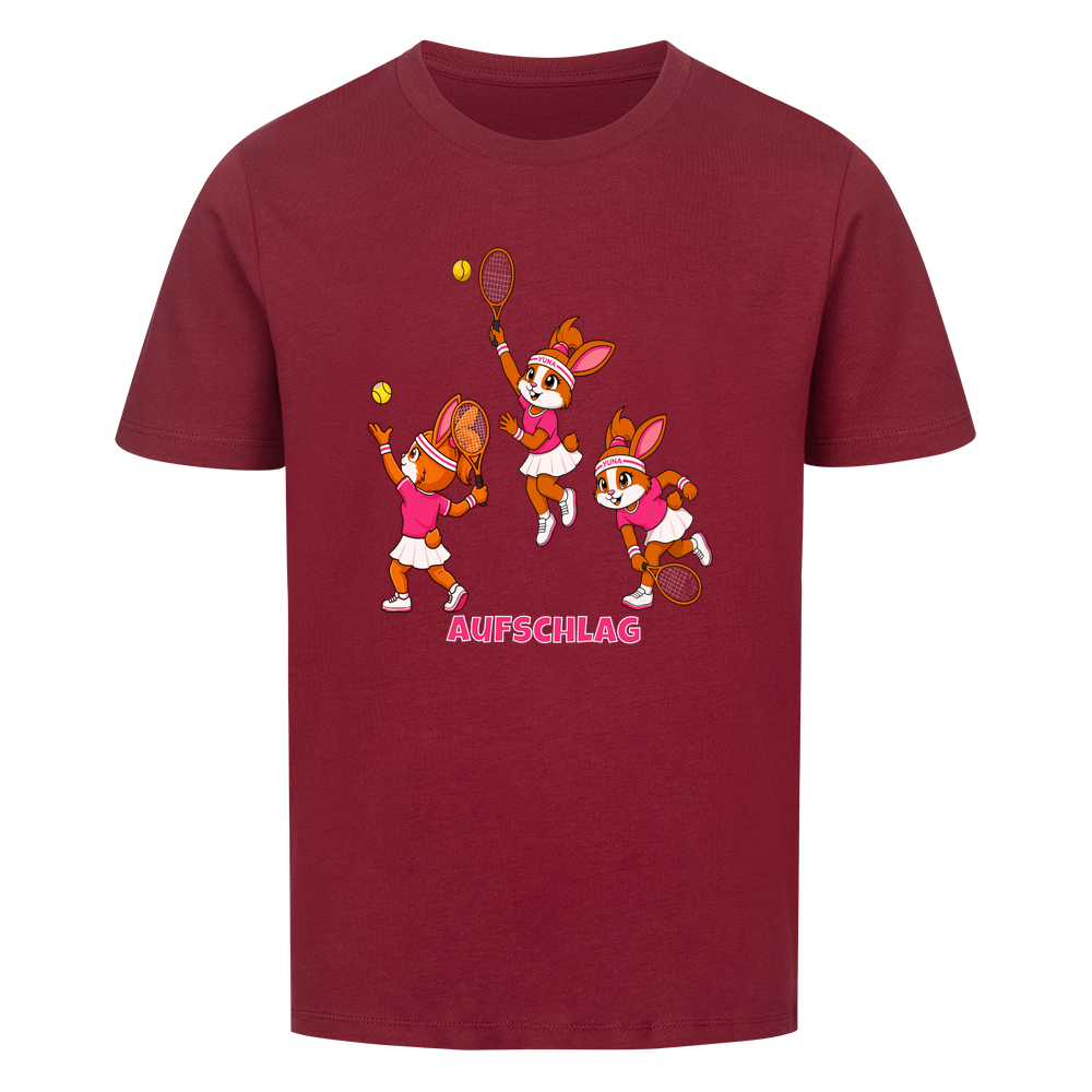 Yuna Aufschlag auf Kinder-Shirt, Farbe weinrot