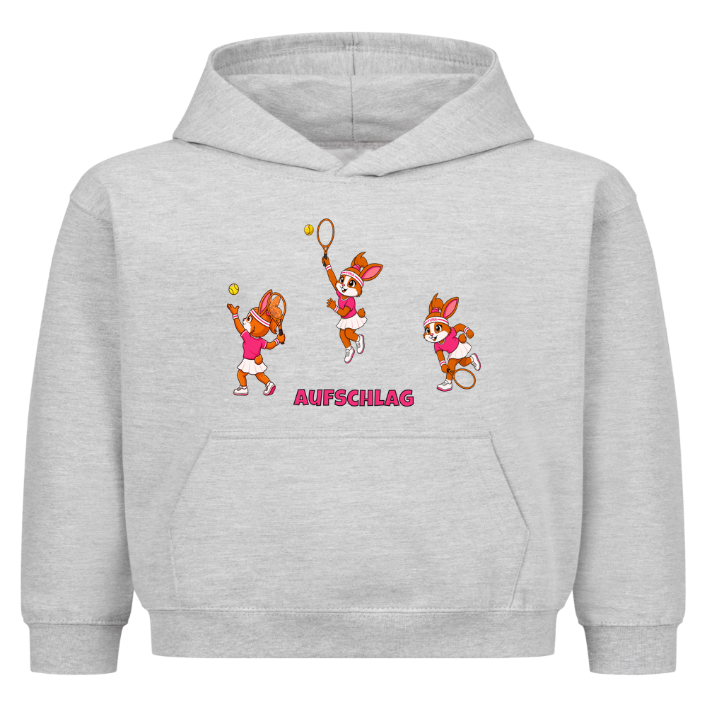 Yuna Aufschlag auf Kinder-Hoodie, Farbe grau meliert