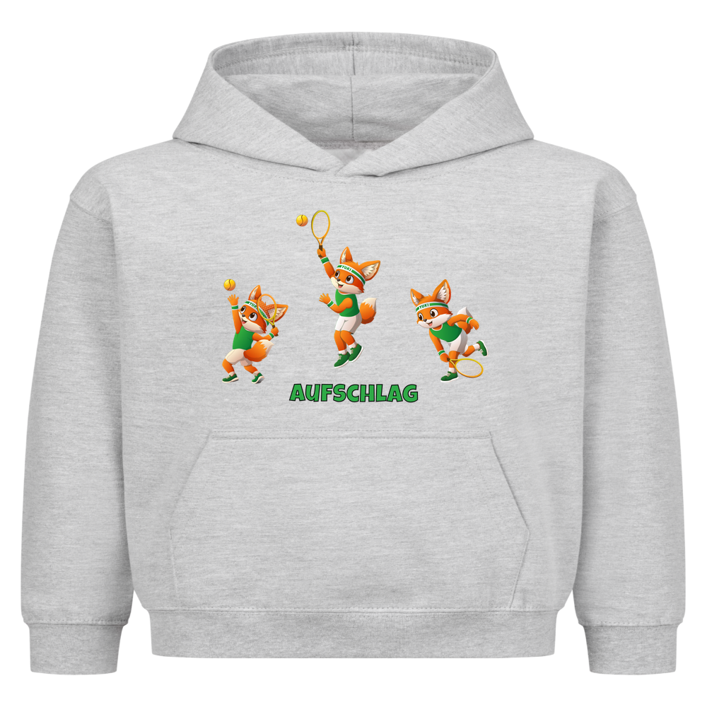 Yuki Aufschlag auf Kinder-Hoodie, Farbe grau meliert