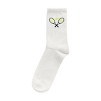 Tennisschläger auf Socken, Farbe weiß