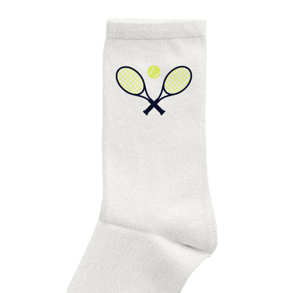 Tennisschläger auf Socken, Farbe weiß