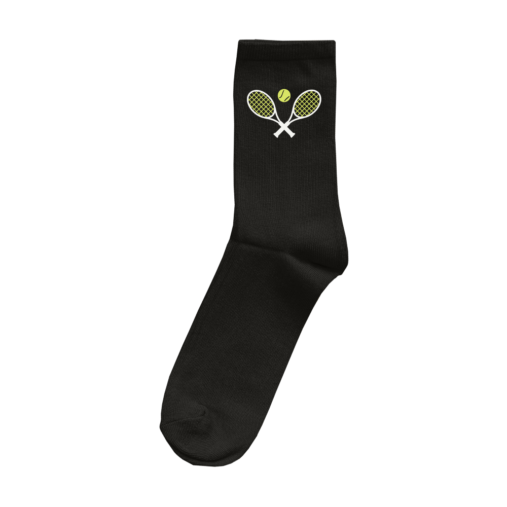 Tennisschläger auf Socken, Farbe schwarz