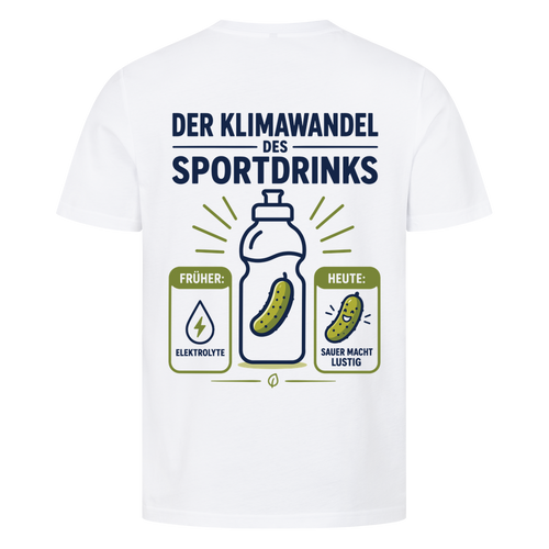 Der Klimawandel des Sportdrinks auf T-Shirt, Farbe weiß
