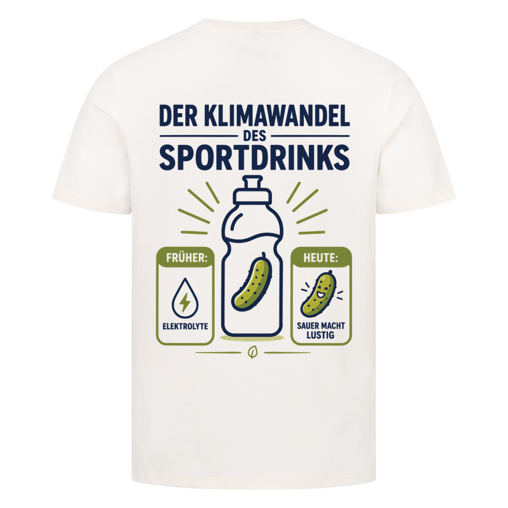 Der Klimawandel des Sportdrinks auf T-Shirt, Farbe naturweiß