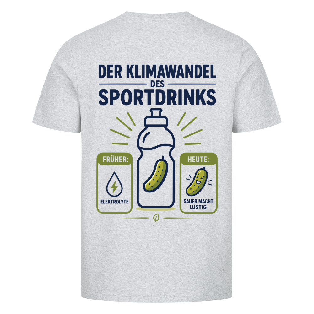 Der Klimawandel des Sportdrinks auf T-Shirt, Farbe grau meliert