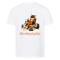 Ich wohne jetzt hier auf T-Shirt, Farbe weiß