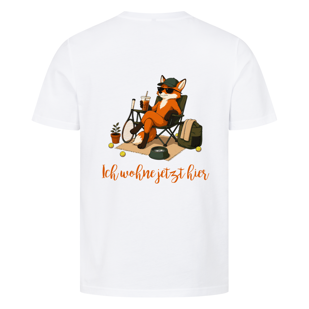Ich wohne jetzt hier auf T-Shirt, Farbe weiß