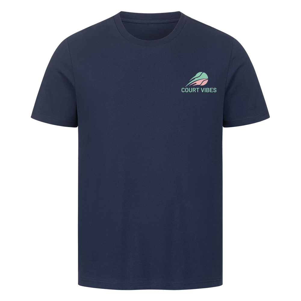 Ich wohne jetzt hier auf T-Shirt, Farbe marineblau