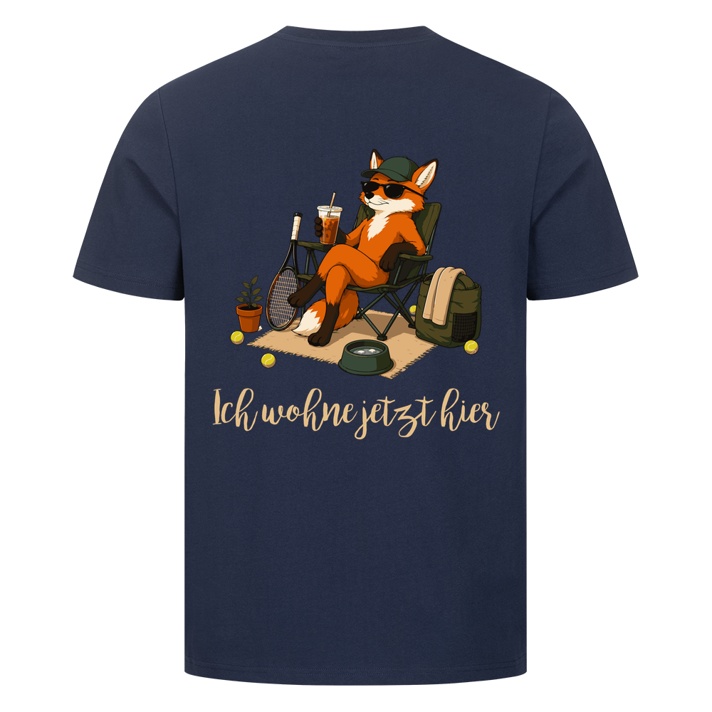 Ich wohne jetzt hier auf T-Shirt, Farbe marineblau