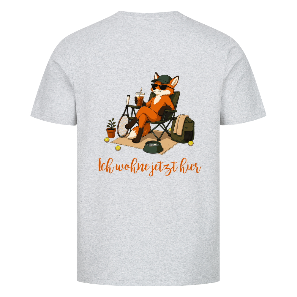 Ich wohne jetzt hier auf T-Shirt, Farbe grau meliert