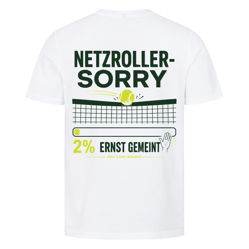 Netzroller Sorry auf T-Shirt, Farbe weiß