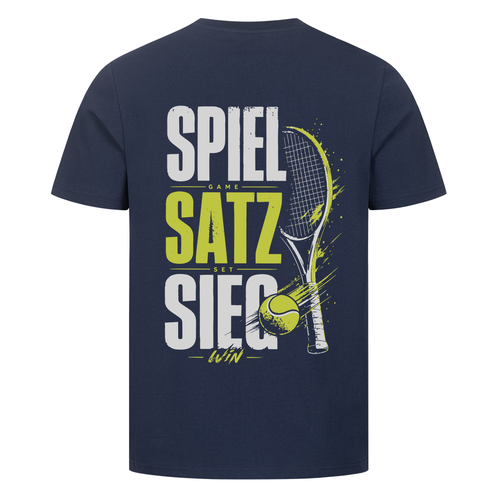 Spiel Satz Sieg Sprint auf T-Shirt, Farbe marineblau