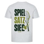 Spiel Satz Sieg Sprint auf T-Shirt, Farbe grau meliert