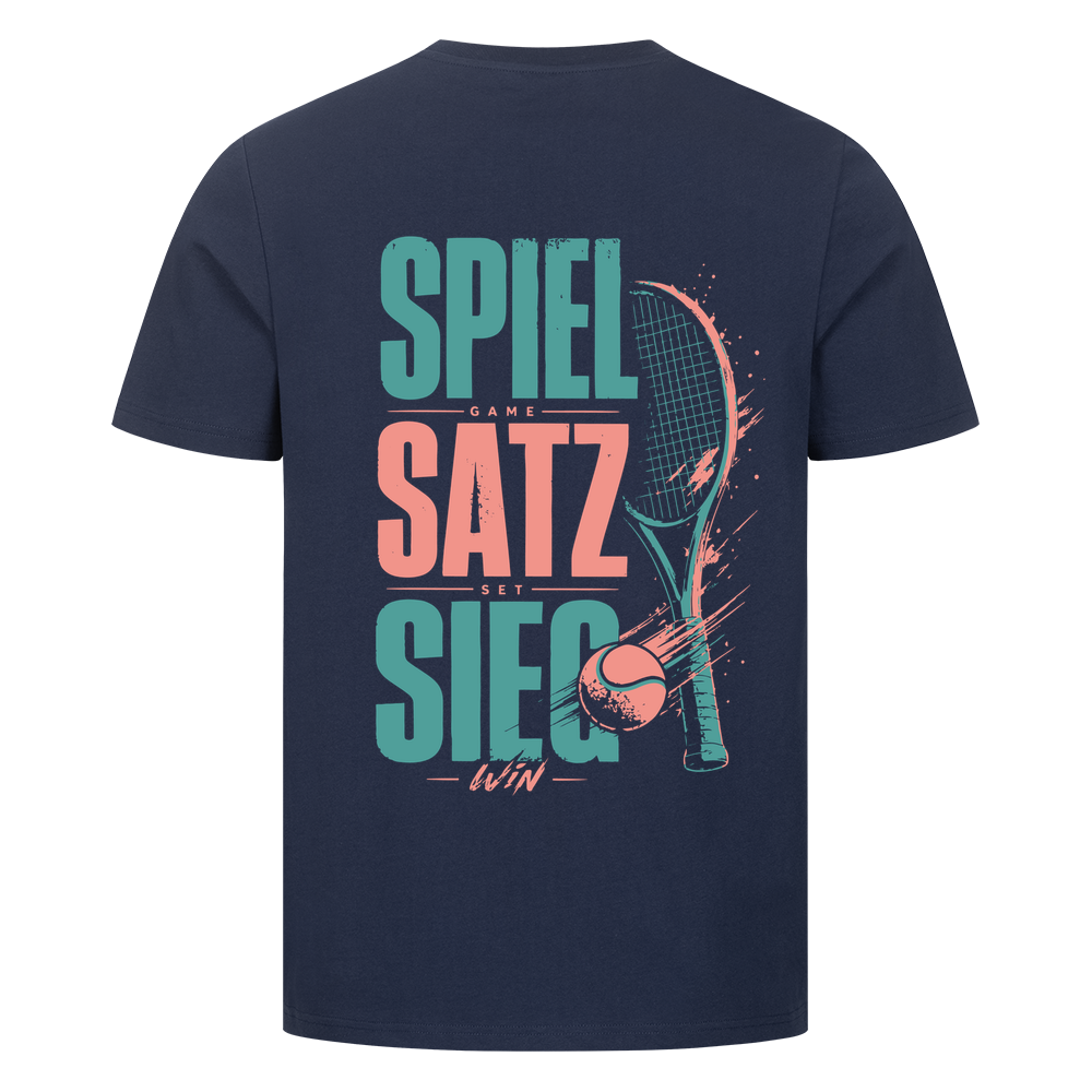 Spiel Satz Sieg Rally auf T-Shirt, Farbe marineblau