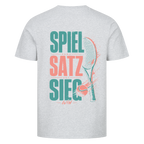 Spiel Satz Sieg Rally auf T-Shirt, Farbe grau meliert