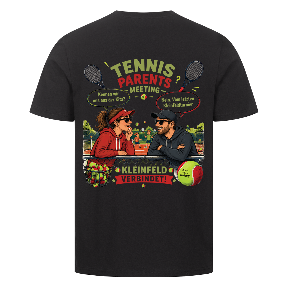 Tennis Parents Meeting auf T-Shirt, Farbe schwarz