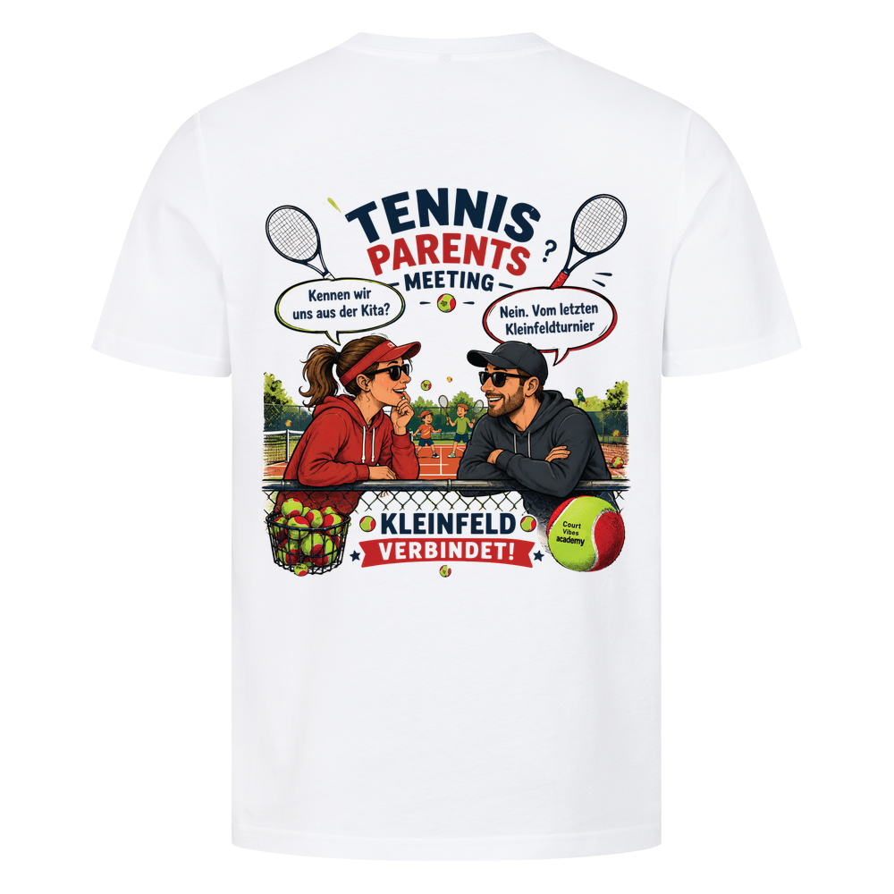 Tennis Parents Meeting auf T-Shirt, Farbe weiß