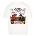 Tennis Parents Meeting auf Oversized Shirt, Farbe weiß