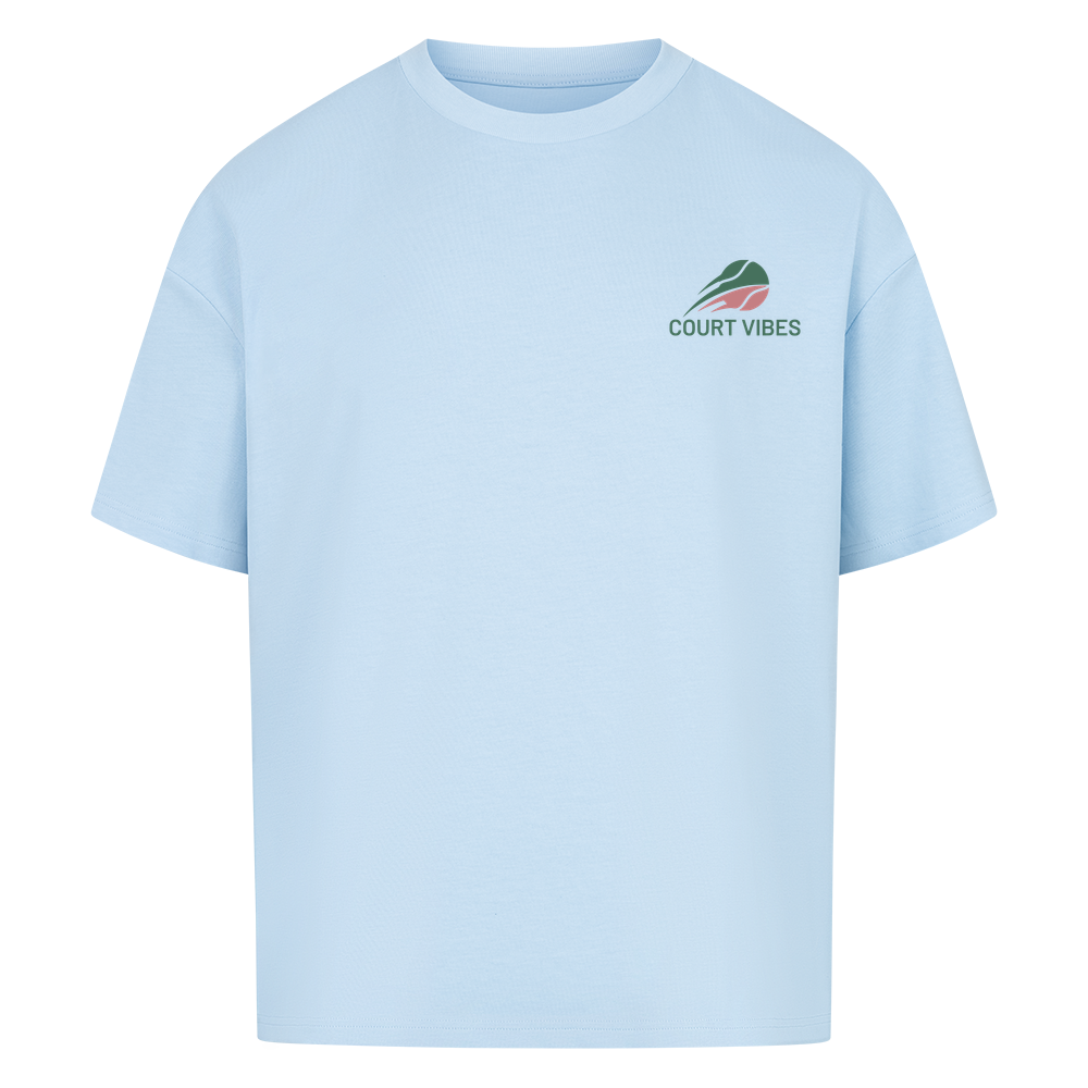 Tennis Parents Meeting auf Oversized Shirt, Farbe babyblau