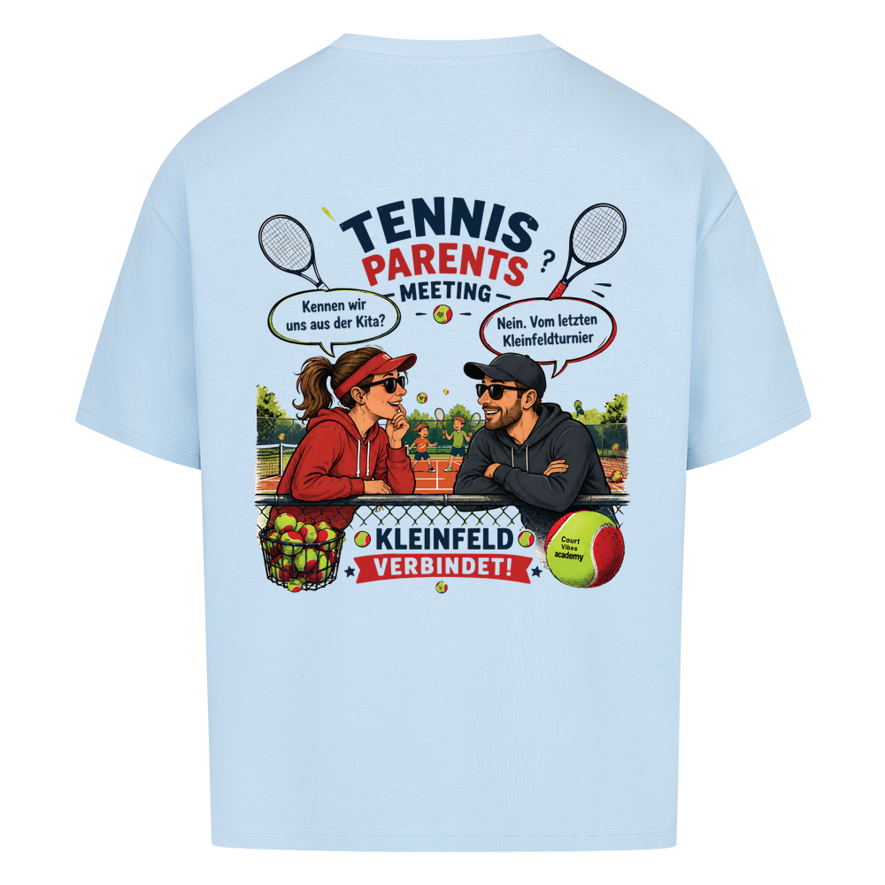 Tennis Parents Meeting auf Oversized Shirt, Farbe babyblau