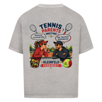 Tennis Parents Meeting auf Oversized Shirt, Farbe verwaschen grau