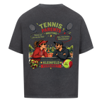 Tennis Parents Meeting auf Oversized Shirt, Farbe verwaschen schwarz