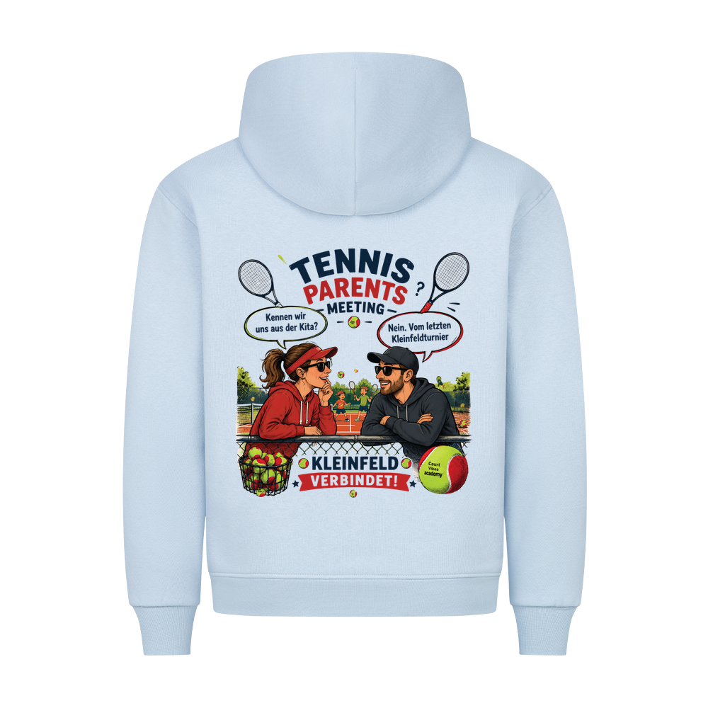 Tennis Parents Meeting auf Hoodie, Farbe babyblau