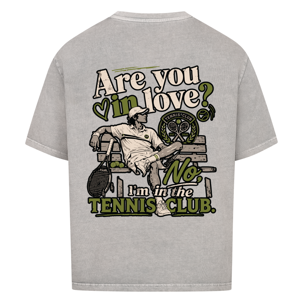 Tennis Club Boy auf Oversized Shirt, Farbe verwaschen grau