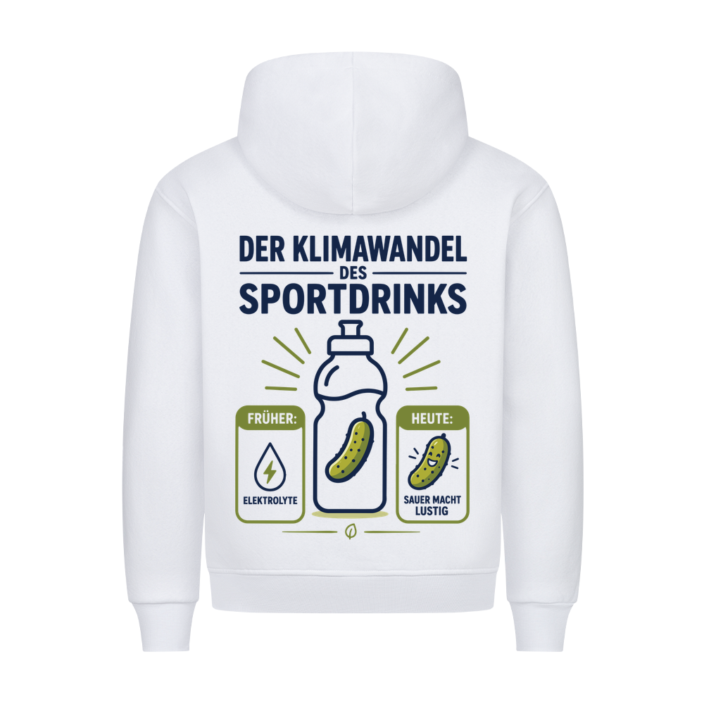 Der Klimawandel des Sportdrinks auf Hoodie, Farbe weiß