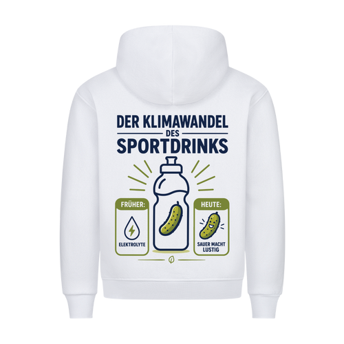 Der Klimawandel des Sportdrinks auf Hoodie, Farbe weiß