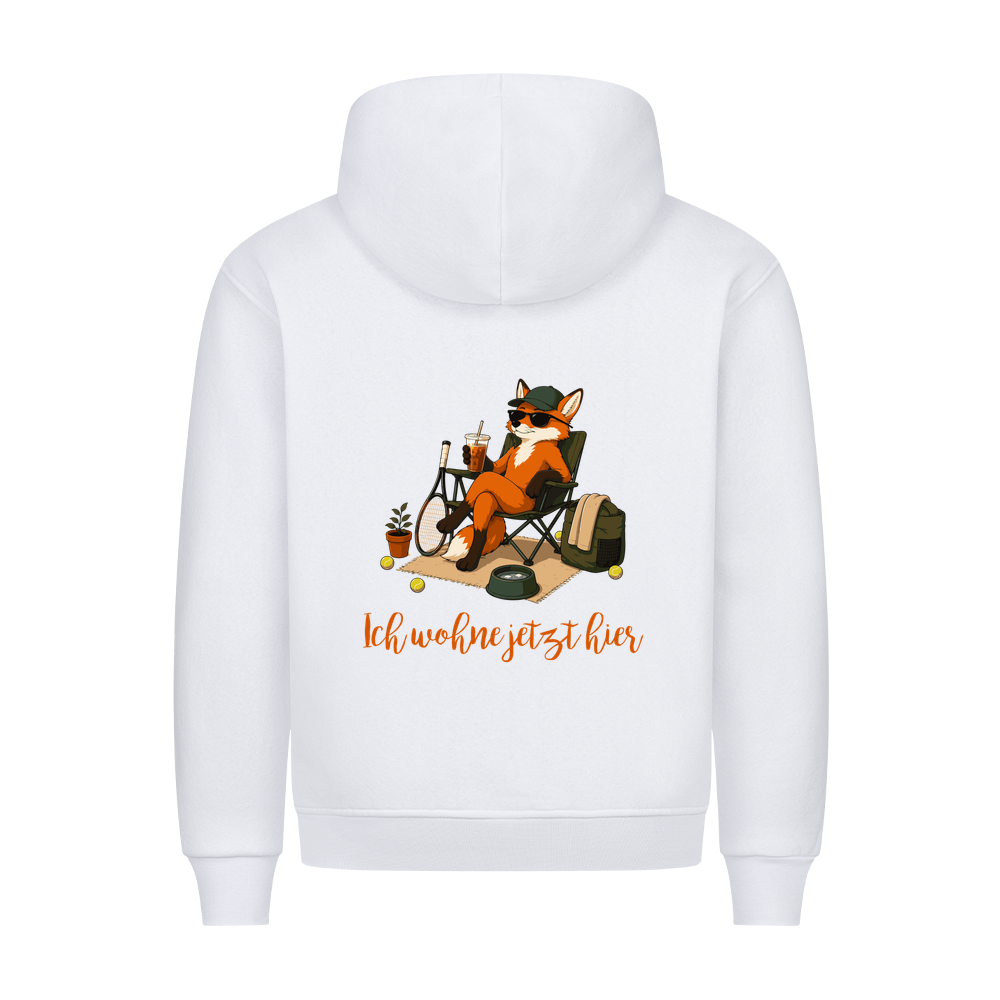 Ich wohne jetzt hier auf Hoodie, Farbe weiß