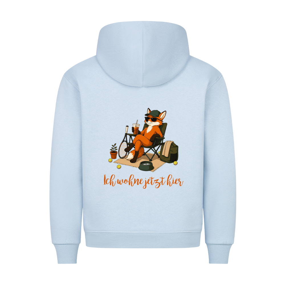 Ich wohne jetzt hier auf Hoodie, Farbe babyblau