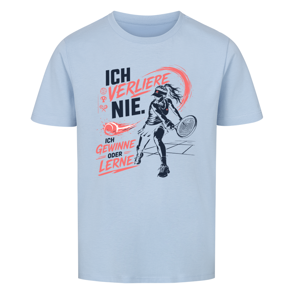 Ich verliere nie auf Kinder-Shirt, Farbe himmelblau