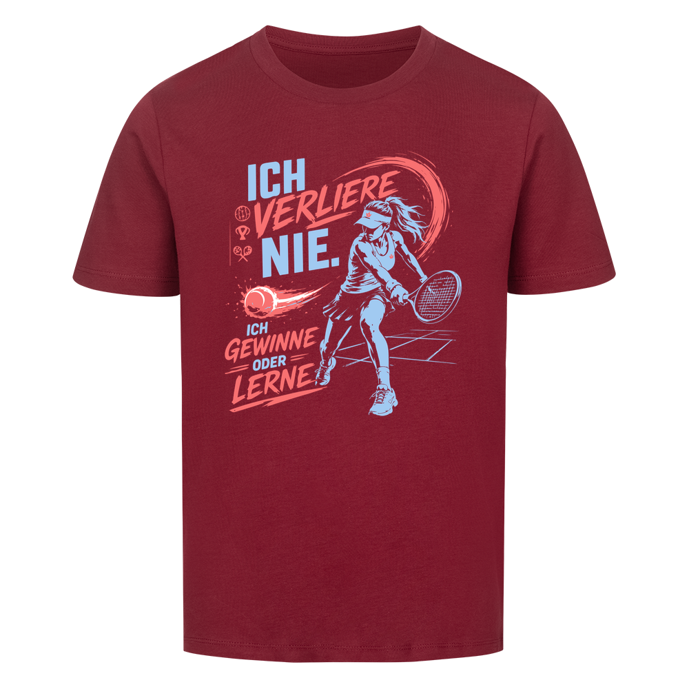 Ich verliere nie auf Kinder-Shirt, Farbe weinrot