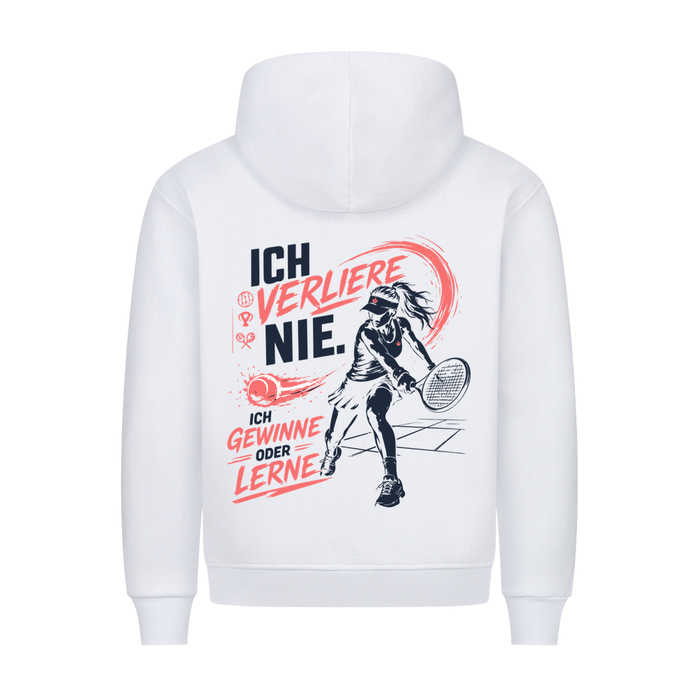 Ich verliere nie auf Hoodie, Farbe weiß