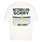 Netzroller Sorry auf Oversized Shirt, Farbe weiß