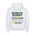 Netzroller Sorry auf Hoodie, Farbe weiß