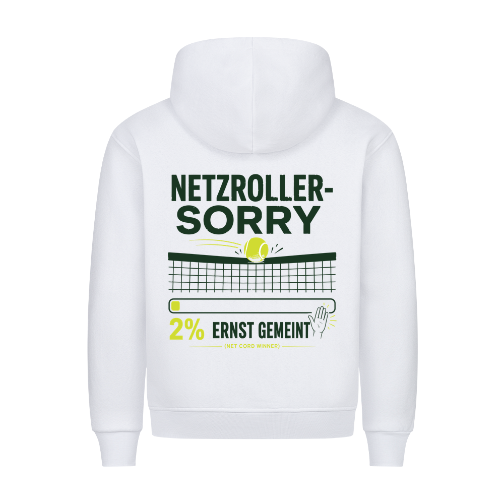 Netzroller Sorry auf Hoodie, Farbe weiß
