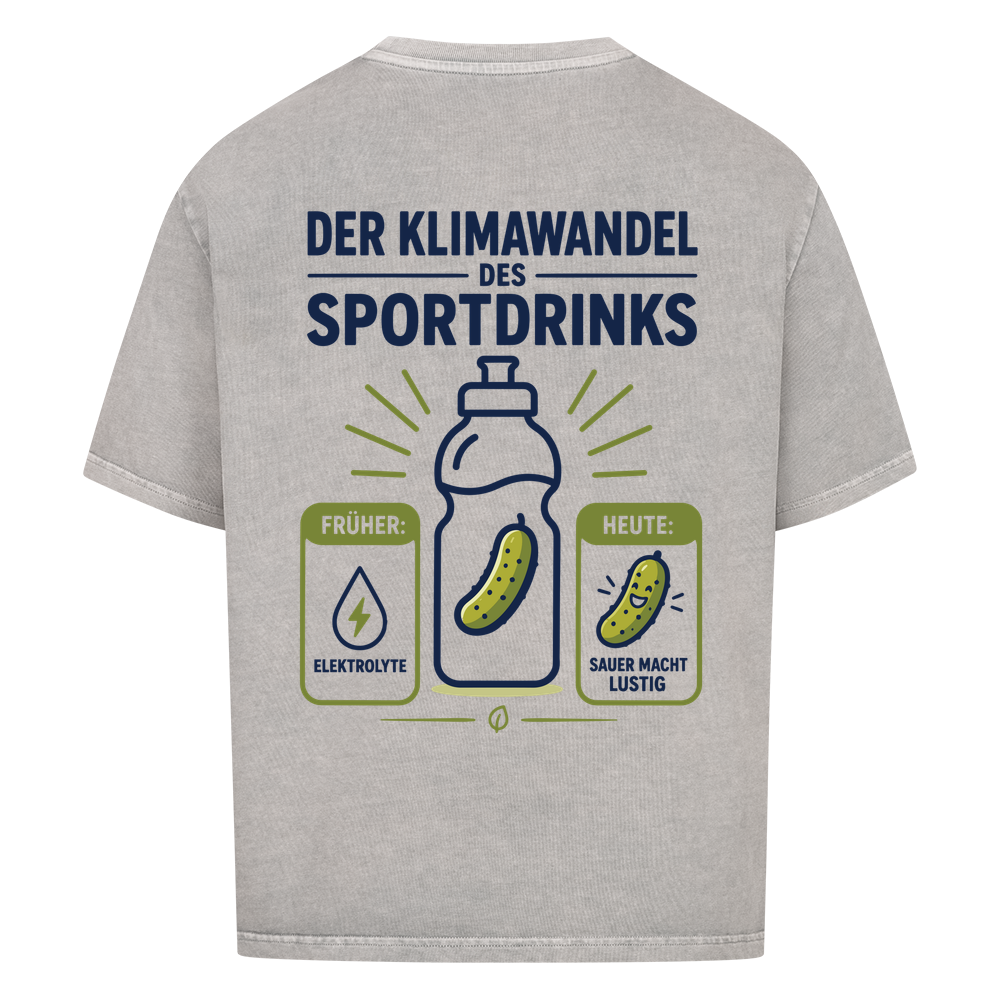 Der Klimawandel des Sportdrinks auf Oversized Shirt, Farbe verwaschen grau