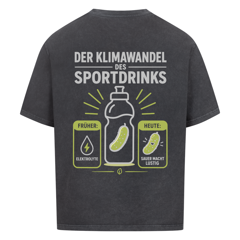 Der Klimawandel des Sportdrinks auf Oversized Shirt, Farbe verwaschen schwarz