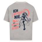 Ich verliere nie auf Oversized Shirt, Farbe verwaschen grau