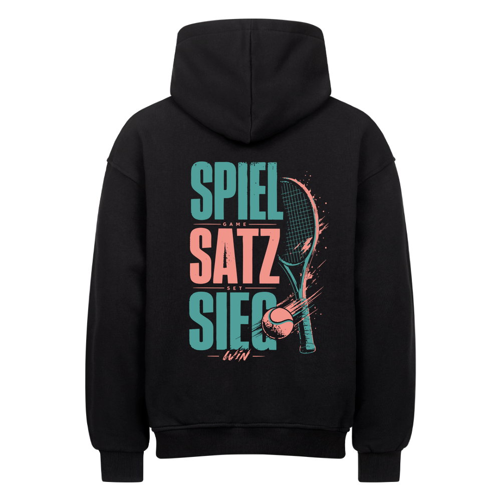 Spiel Satz Sieg Rally auf Oversized Hoodie, Farbe schwarz