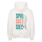 Spiel Satz Sieg Rally auf Oversized Hoodie, Farbe weiß