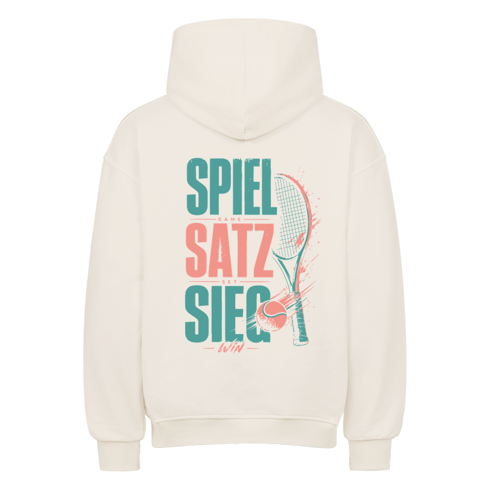 Spiel Satz Sieg Rally auf Oversized Hoodie, Farbe naturweiß