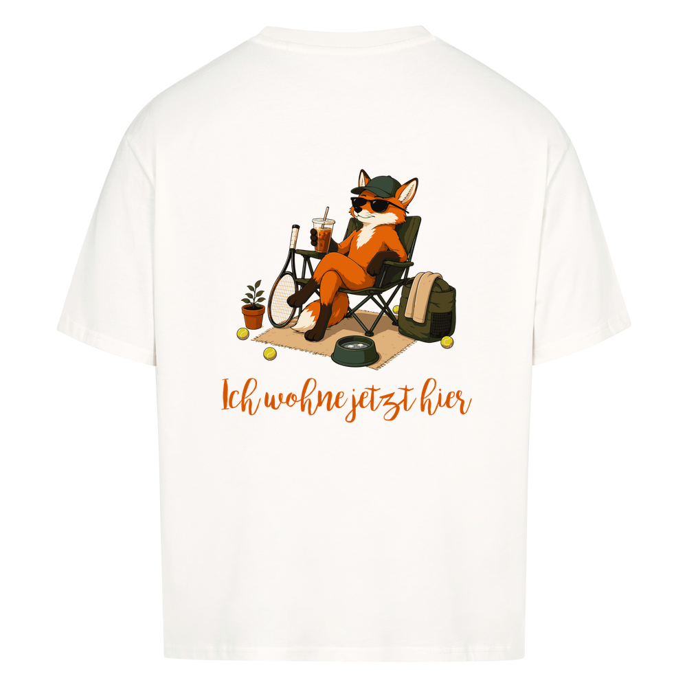 Ich wohne jetzt hier auf Oversized Shirt, Farbe weiß