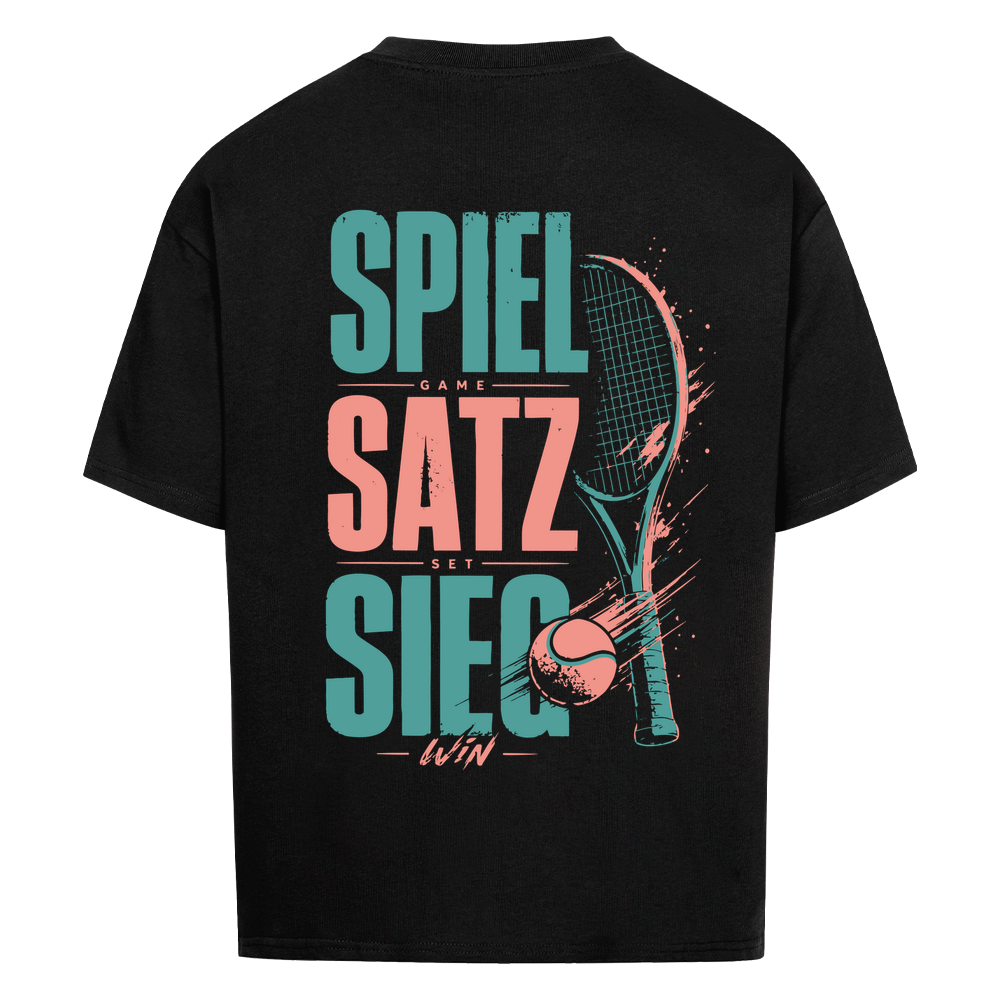 Spiel Satz Sieg Rally auf Oversized Shirt, Farbe schwarz